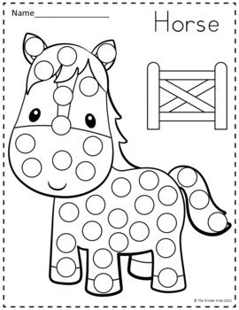 dot art horse|farm animal dot marker sheets.